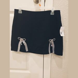 Forever 21 Blue Mini Pencil Skirt with Tie Front